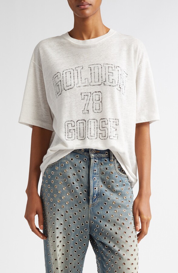 Golden Goose Journey Boxy Linen Graphic T-Shirt