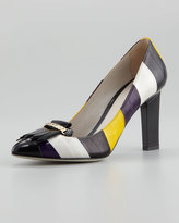 Thumbnail for your product : Jason Wu Striped Multicolored Eel-Skin Pump