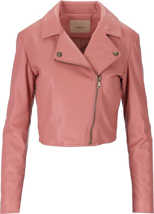 TwinSet Pink Biker Jacket ShopStyle