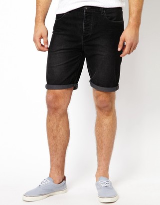 mens black skinny shorts
