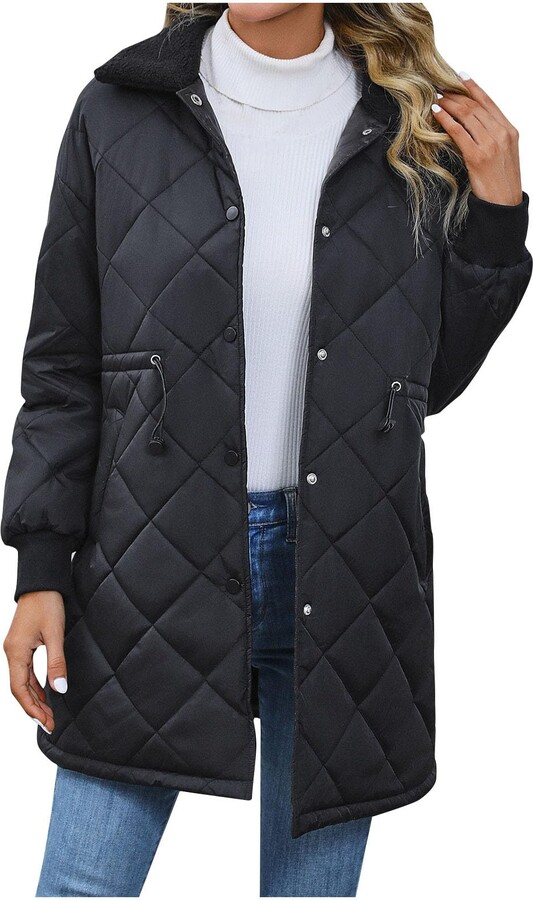 HAOLEI Quilted Coat for Women Ladies Fleece Lined Padded Jacket