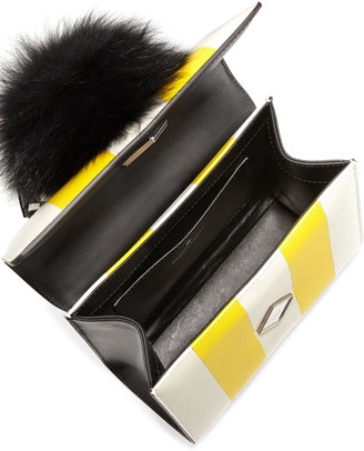 Les Petits Joueurs Mini Alex Bunny Striped Satchel Bag, White/Yellow/Black