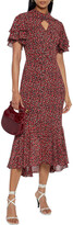 Thumbnail for your product : Mikael Aghal Fluted Ruffled Floral-print Georgette Midi Dress