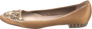 Rene Caovilla Satin Crystal Embellishments Ballet Flats