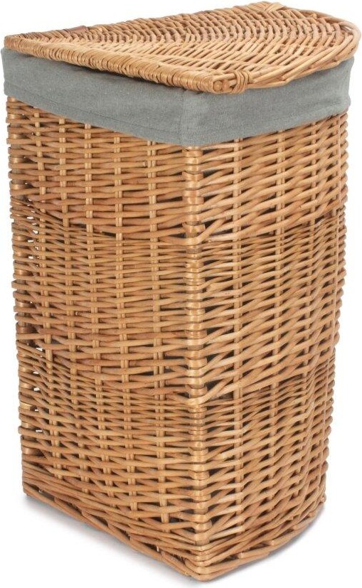 Red Hamper Small Light Steamed Corner Linen Basket with Grey Sage Lining ShopStyle Bath