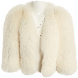 Saint Laurent White Fox Coat for Women