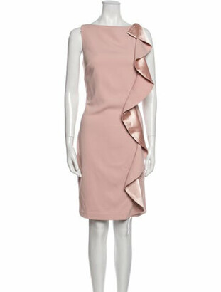 Carmen Marc Valvo Bateau Neckline Knee-Length Dress w/ Tags Pink