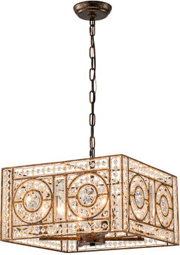 House of Hampton Vintage 4 - Light Geometric Square Chandelier With Crystal