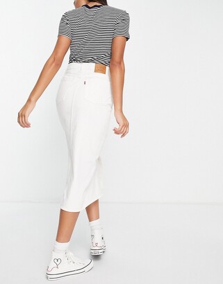 Levi's button front denim midi skirt in white - ShopStyle