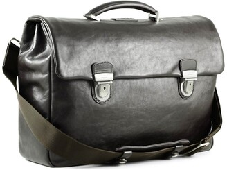 A.G.Spalding&Bros Dark Brown Leather Flap Front Briefcase w/Shoulder Strap