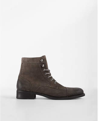 Express gray suede lace-up boot