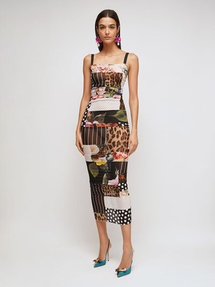 Dolce & Gabbana Patchwork Chiffon Georgette Midi Dress