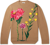 Thumbnail for your product : Valentino Slim-Fit Logo-Embroidered Intarsia Wool and Cashmere-Blend Sweater - Men - Brown
