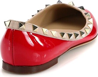 Valentino Garavani Rockstud patent leather ballet flats - ShopStyle image.