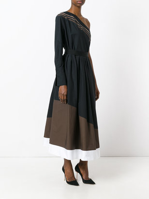 Fendi flared asymmetric dress - women - Silk/Cotton/Polyamide - 42