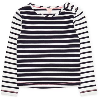 Jigsaw Girls Breton Stripe Button T-Shirt