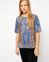 Thumbnail for your product : ASOS Textured T-Shirt in Animal Print