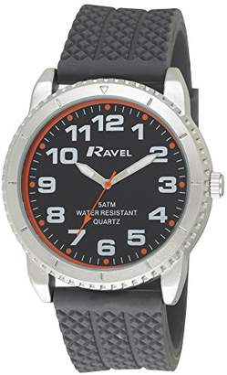 Ravel Men's 5ATM Quartz Watch with Black Dial Analogue Display and Grey Silicone Strap R5-20.13G