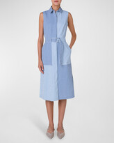 Thumbnail for your product : Akris Punto Cotton Seersucker Colorblock Midi Dress