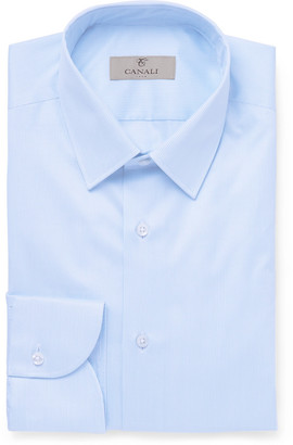 Canali Blue Slim-Fit Striped Cotton Shirt