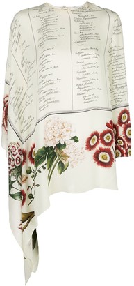 Oscar de la Renta Floral Calligraphy blouse