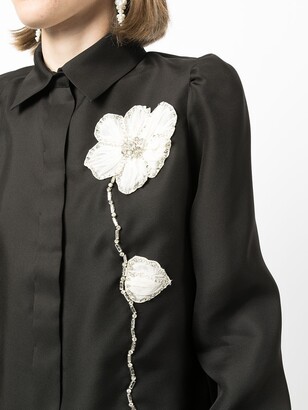 Dice Kayek Floral-Appliqué Silk Shirt