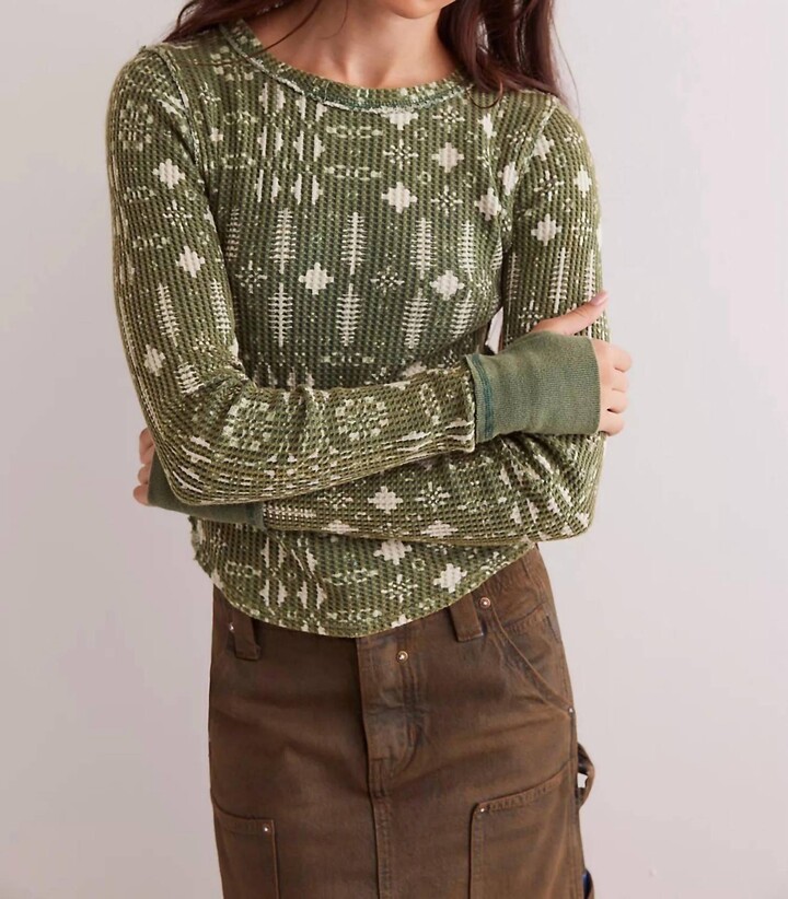 Free People Pretty Little Thermal In Pine Combo