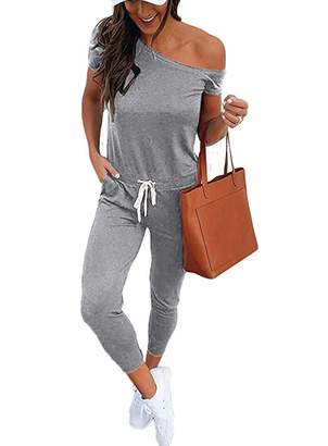 Casual Long Skinny Jumpsuits Vacation Beach Drawstring Pants Playsuit QUEENIE VISCONTI Women Summer Rompers 