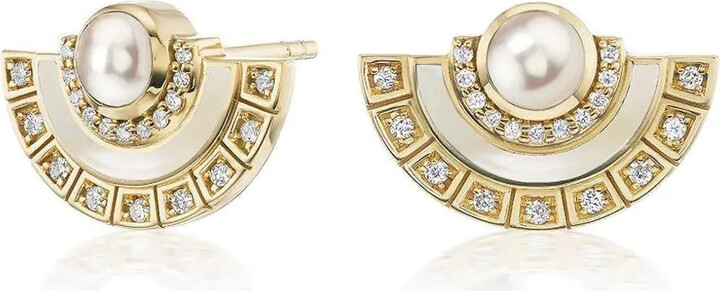 Sorellina 18K yellow gold Alba diamond and pearl earrings