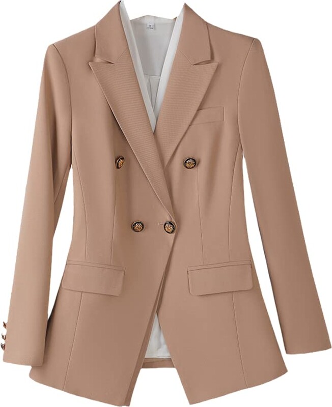 MAFSMJP Women Formal Blazer Long Sleeve Double Breasted Office Ladies Jacket Female Business