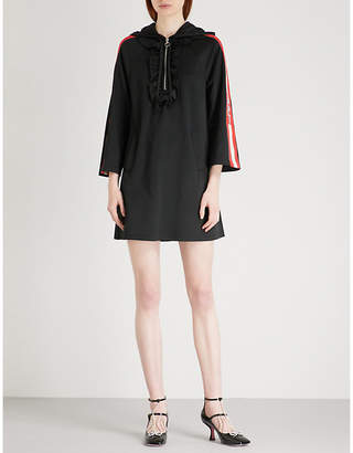 Gucci Striped-sleeve hooded jersey dress