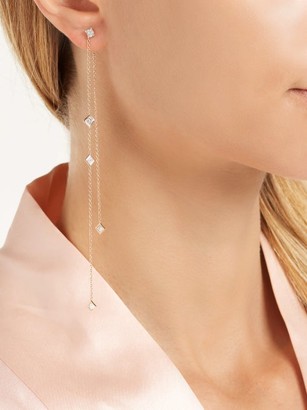 Diane Kordas Mismatched Diamond & 18kt Rose-gold Earrings - Gold
