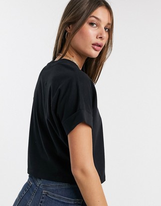 ASOS Tall DESIGN Tall crop t-shirt with roll sleeve in black