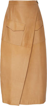 Bouguessa Pocketed Leather Wrap Skirt