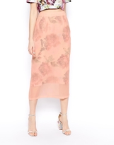 Thumbnail for your product : ASOS SALON Midi Skirt In Floral Organza
