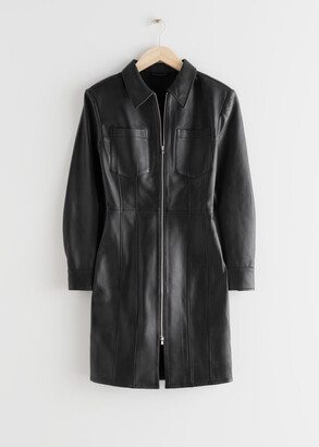 And other stories Leather Mini Shirt Dress