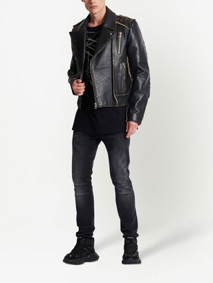 Balmain Deconstructed leather biker jacket