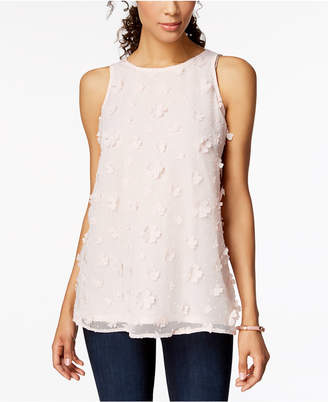 Charter Club Crew-Neck Floral-Appliqué Shell, Created for Macy's