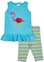 Thumbnail for your product : Florence Eiseman Flamingo Tank w/ Multi-Stripe Leggings, Size 2-6X