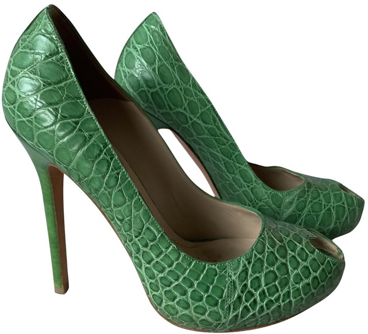 green crocodile heels