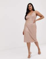 Thumbnail for your product : Club L London Plus sequin cami midi dress in pink
