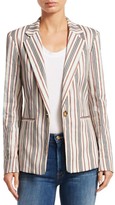 Thumbnail for your product : Derek Lam 10 Crosby Striped Tailored Ruffle-Trim Blazer