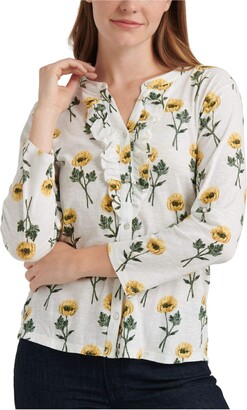 Lucky Brand Women's Long Sleeve Button Up Floral Ruffle Henley Top -  ShopStyle