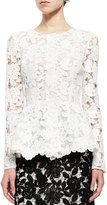 Thumbnail for your product : Oscar de la Renta Corded Guipure Lace Peplum Jacket, White