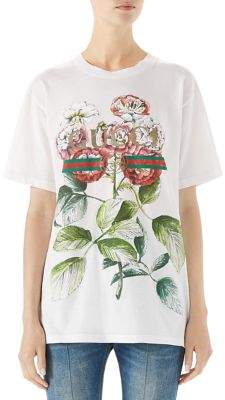 Gucci Logo Floral-Print T-Shirt