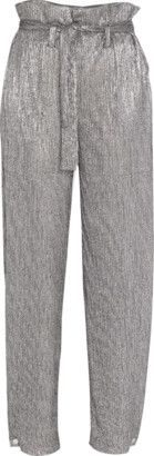Giorgio Armani Metallic Belted Paperbag-Waist Tapered-Leg Pants