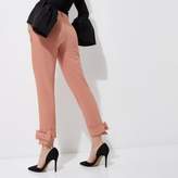 Thumbnail for your product : River Island Womens Pink bow hem cigarette trousers
