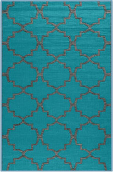 Hokku Designs Machine Washable Trellis Blue Area Rug