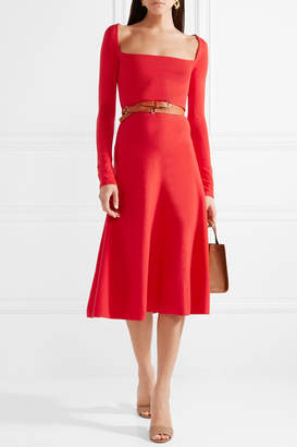Brock Collection Kimmie Cotton And Silk-blend Ponte Midi Dress - Red