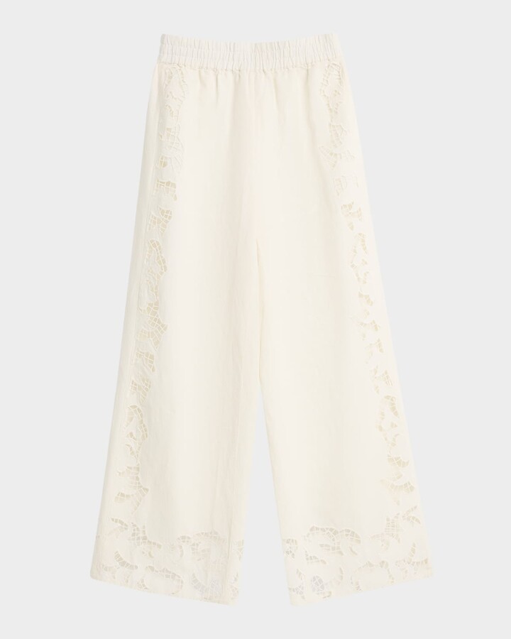 Alice + Olivia Tanya Eyelet Pull-On Pants